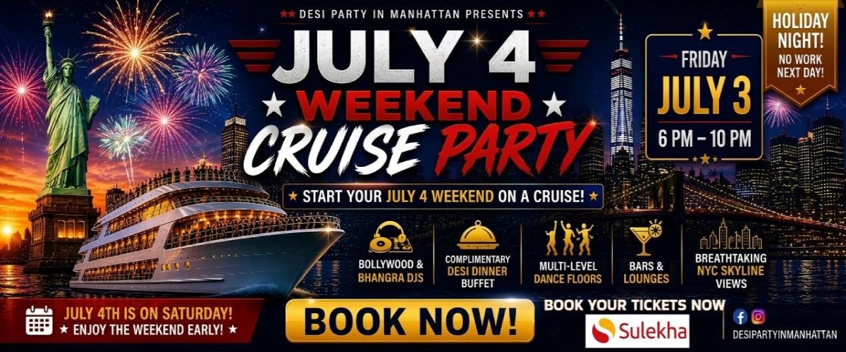 Bollywood Cruise Party Desi Dinner Buffet July 3rd Independence Day Weekend